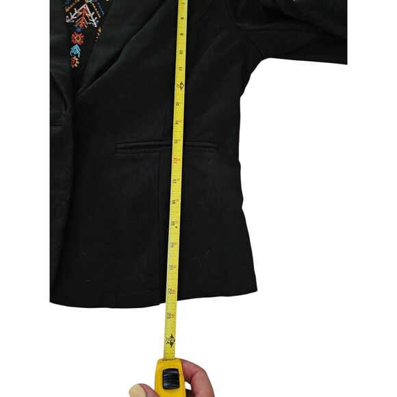 Savanna Jane Black Embroidered Blazer Jacket Size Large Buffalo Aztec Geometric - Picture 5 of 6